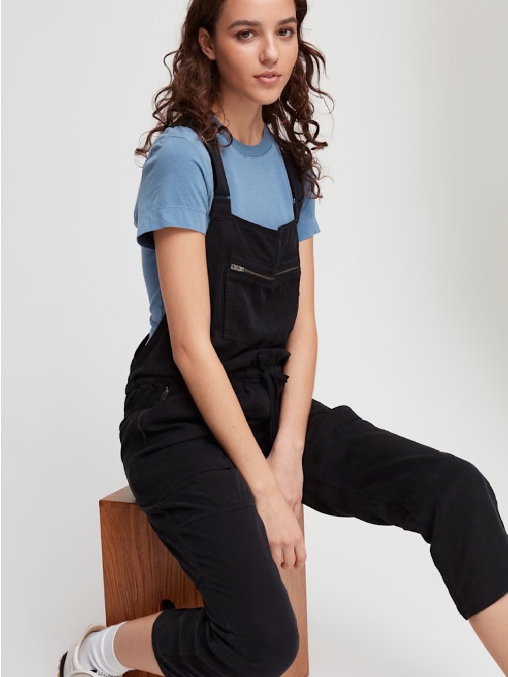 Aritzia Wilfred Free Valletta‎ Overalls Black Lyocell Twill Jumpsuit Size Small